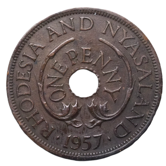 Rhodesia and Nyasaland Penny 1957 Coin KM# 2