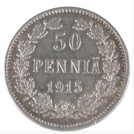 Russia Finland 50 Pennia 1915 Coin KM# 2.2