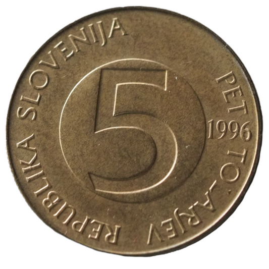 Slovenia 5 Tolarjev Coin 1996 UNC Obverse