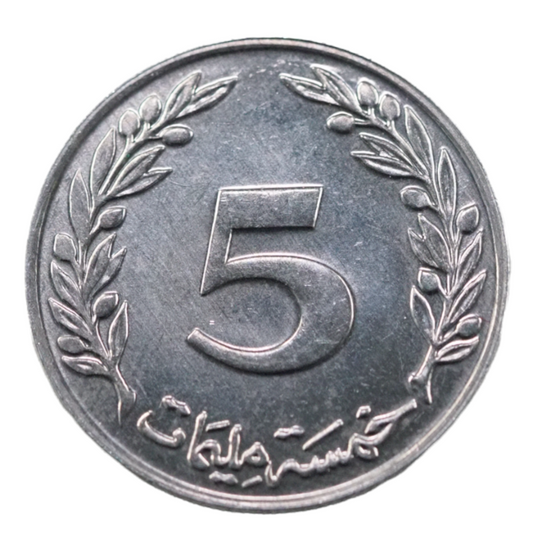 Tunisia 5 Millim 1993 Coin UNC