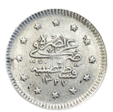 Turkey Ottoman Empire Mexmed V 1 Kurush 1910 Silver Coin