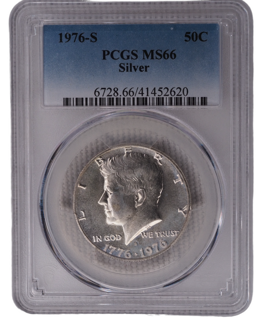 USA 1976S Kennedy Silver Half Dollar PCGS MS66 Coin
