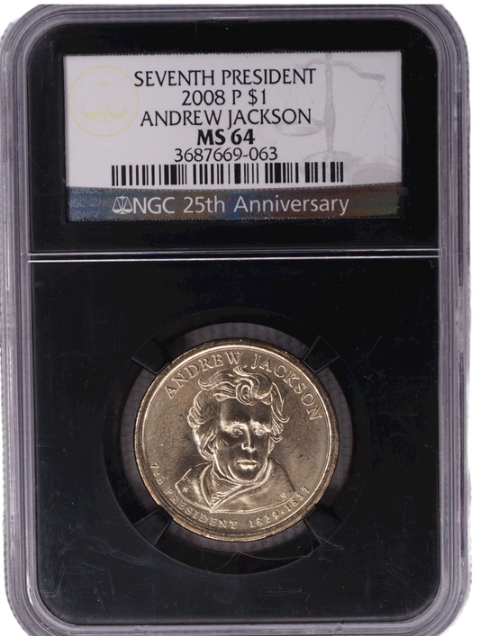 USA 2008 Andrew Jackson Seventh President MS 64 NGC $1 Coin