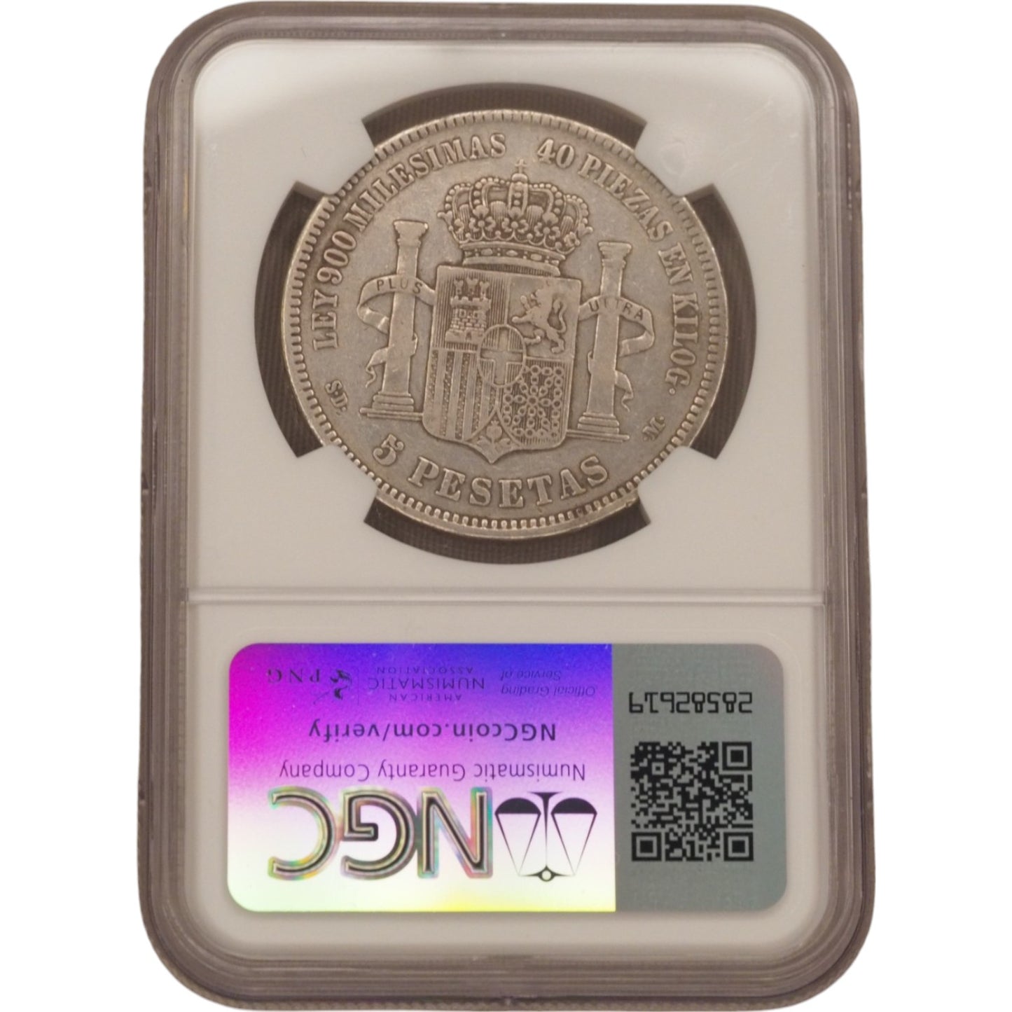 1871(71) Spain 5 Pesetas – Amadeo I Rey – NGC.