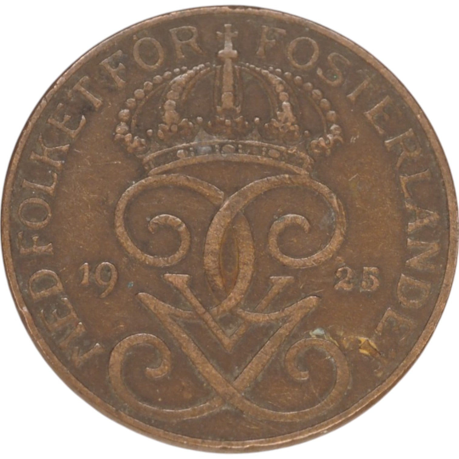 1925 Swedish 5 Öre Coin with Three Crowns
