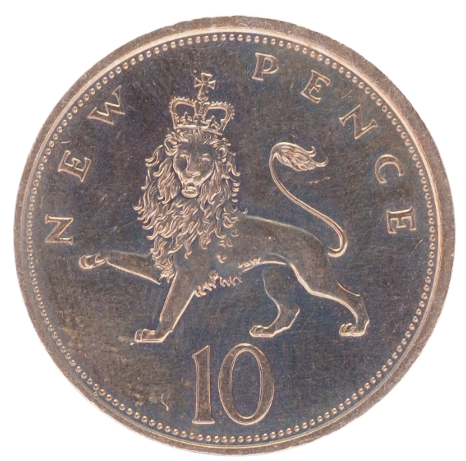 1968 Queen Elizabeth II 10 Pence Coin - UK - reverse