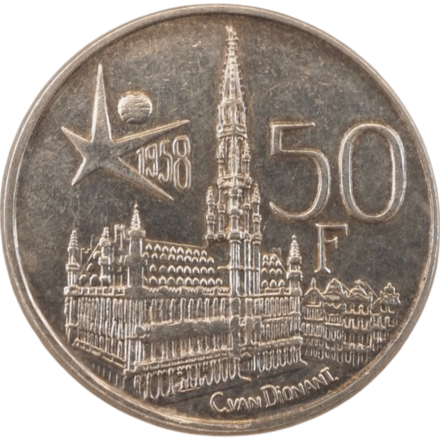50 Francs - Baudouin I, Belgium 1958 Silver(.835) Coin KM# 150