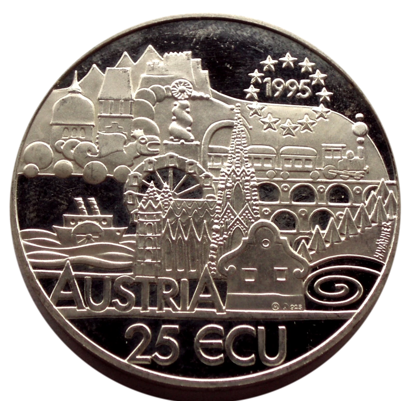 Austria  5 Ecu  1995  Johann  Strauss ( 1825- 1899 ) Proof