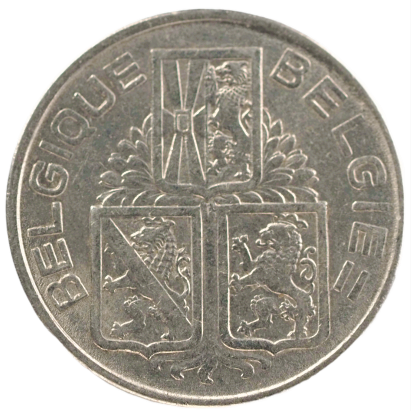 OLD Coin of BELGIUM 1 Francs 1939 World War II King Loepold III  KM# 119