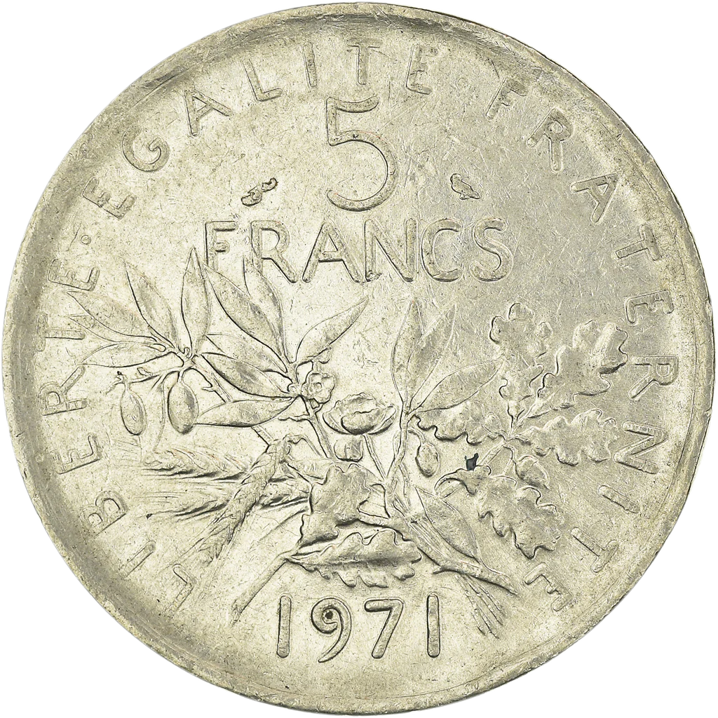 Coin France, 5 Francs 1971 Coin   KM# 926a
