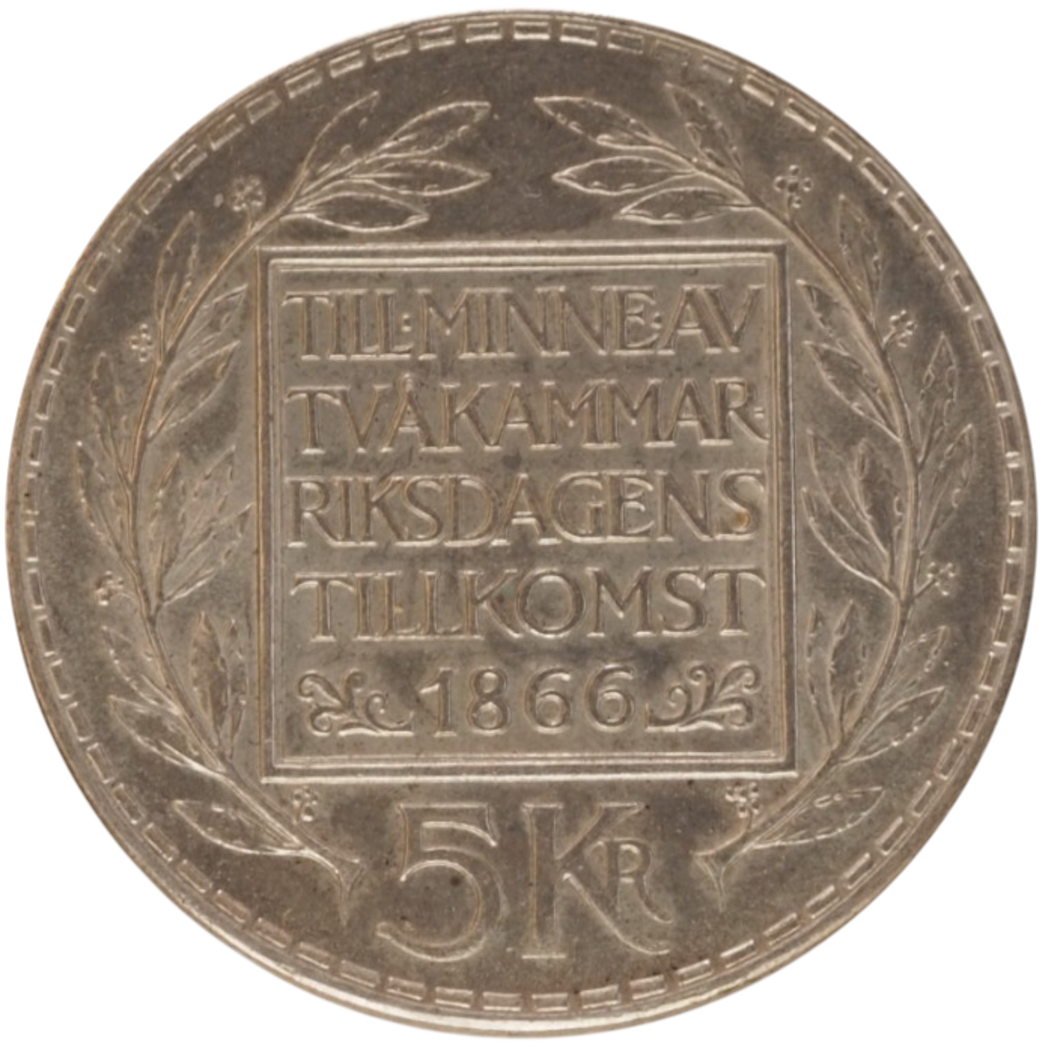 King Gustaf VI Adolf 5 Kr (1966) Coin - reverse
