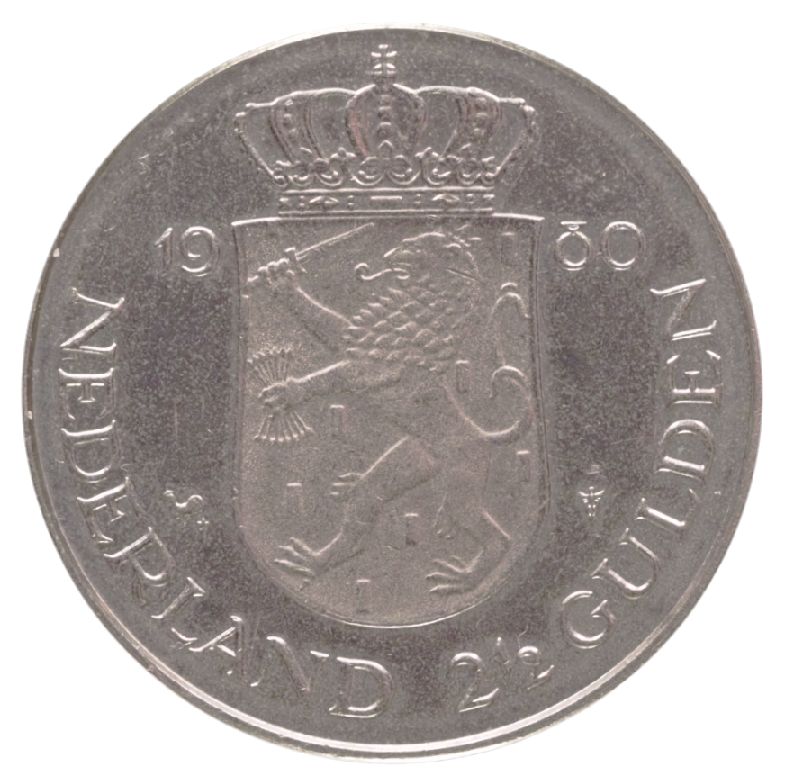 Netherlands 2½ Gulden – Beatrix – 1980 Coin KM#201