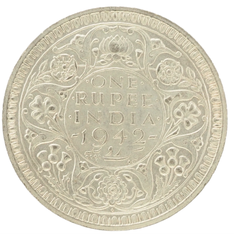 One Rupee   British India,   Silver  Rare Coin of  Bombay  UNC  1942.  KM# 557