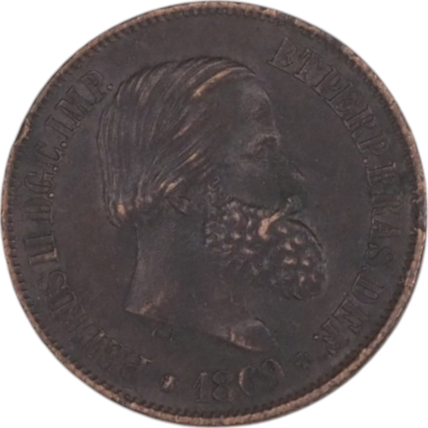 1869 Brazil 20 Réis Coin – Emperor Pedro II