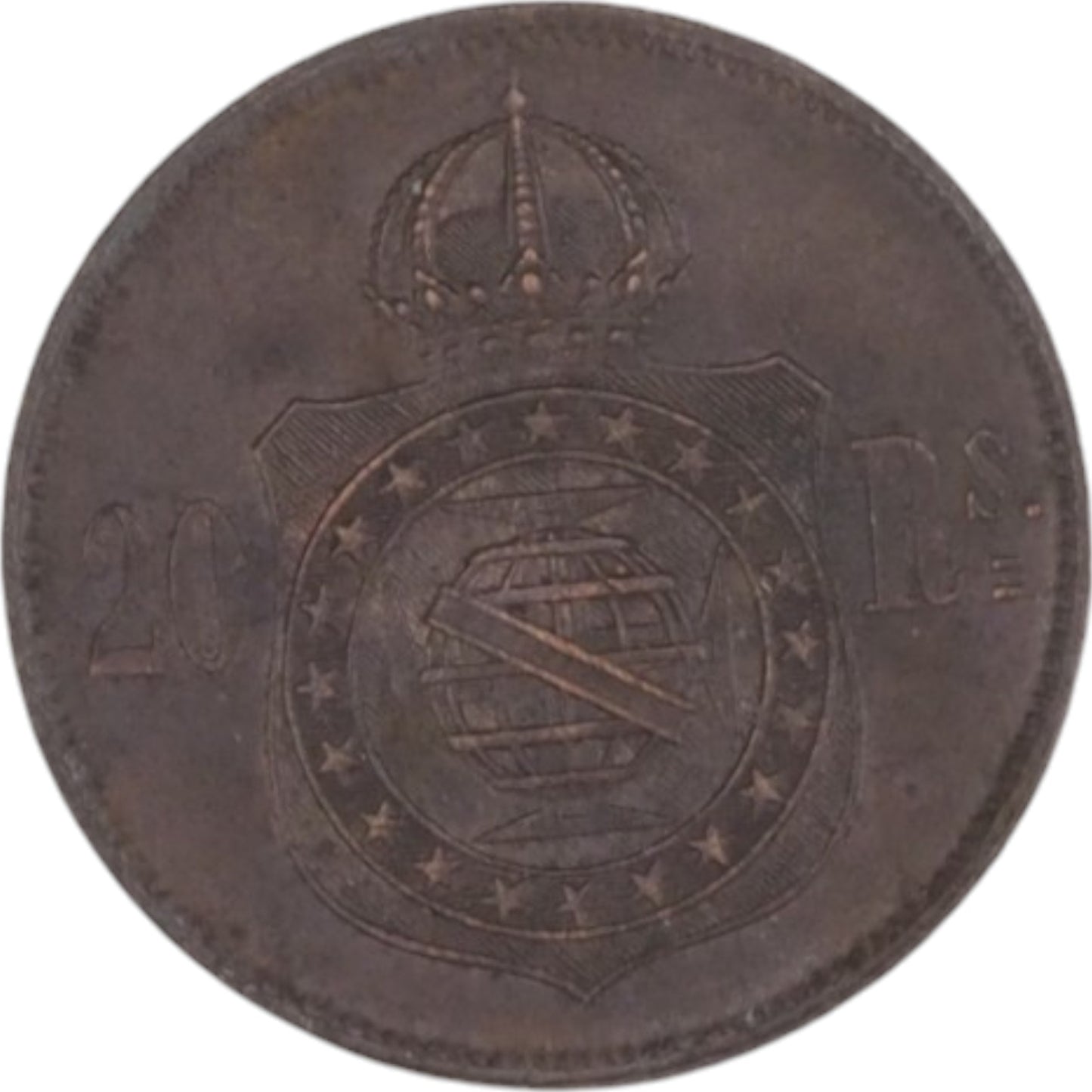 1869 Brazil 20 Réis Coin – Emperor Pedro II