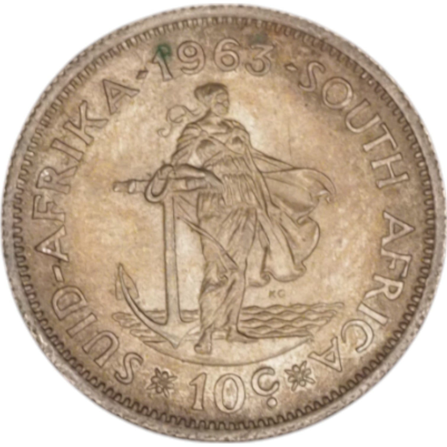 Obverse of 10 Cents South Africa 1963 Coin showing portrait