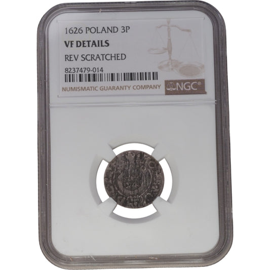 1626 Poland 3P - NGC AU Details - Rev Scratched