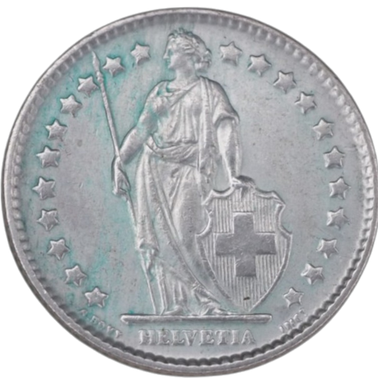 Swiss 1 Franc Coin (1963) – Helvetia, Silver.