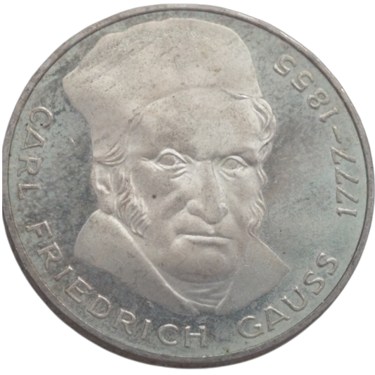 5 Deutsche Mark 1977 Coin - Carl Friedrich Gauss Commemorative Edition, Silver.