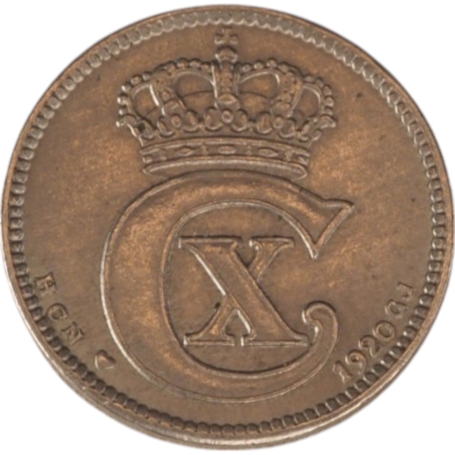 1920 Danish 25 Øre Coin, Crowned C Design