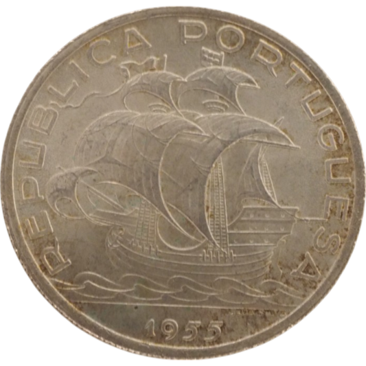 Portuguese 10 Escudos Silver Coin (1955)