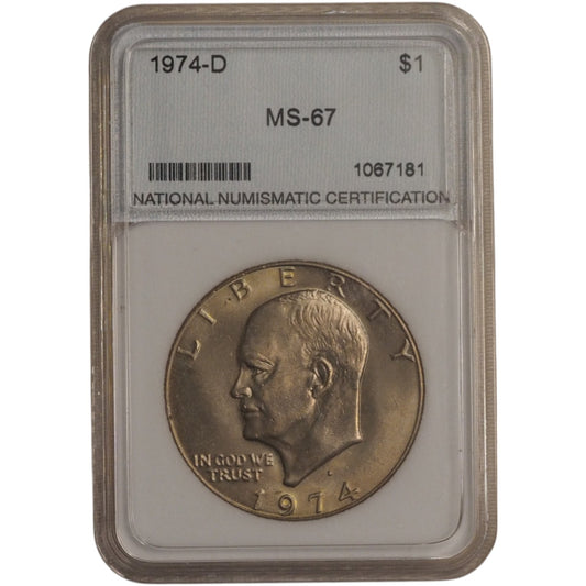 1974-D Eisenhower Dollar Coin MS67 Graded