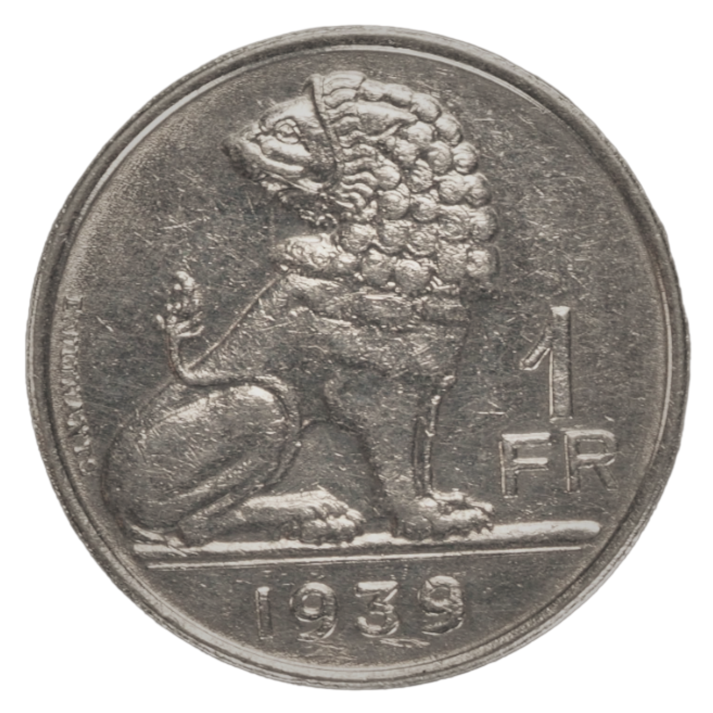 1939 Belgium 1 Franc  Coin  KM# 119
