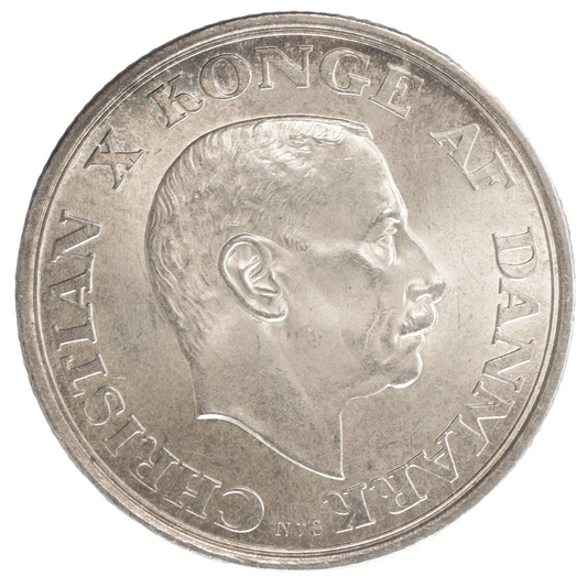 Danish Coin 2 Kroner,  Christian X King's  Birthday, Silver,  Denmark 1945   KM# 836