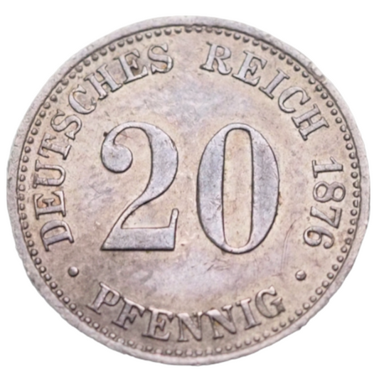 Germany, 20 Pfennig 1876B  Silver Coin,   KM# 5