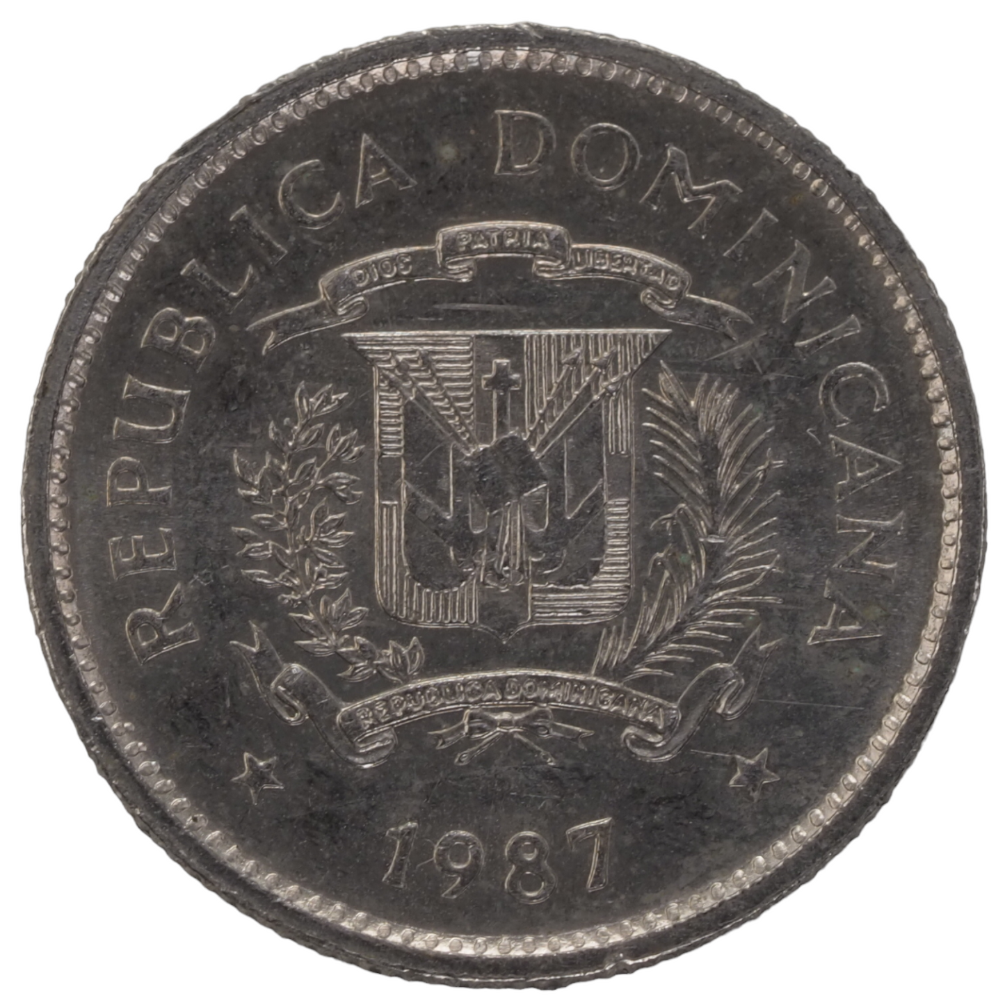 Diez Centavos Dominican, 1987 Coin Duarte    KM# 60