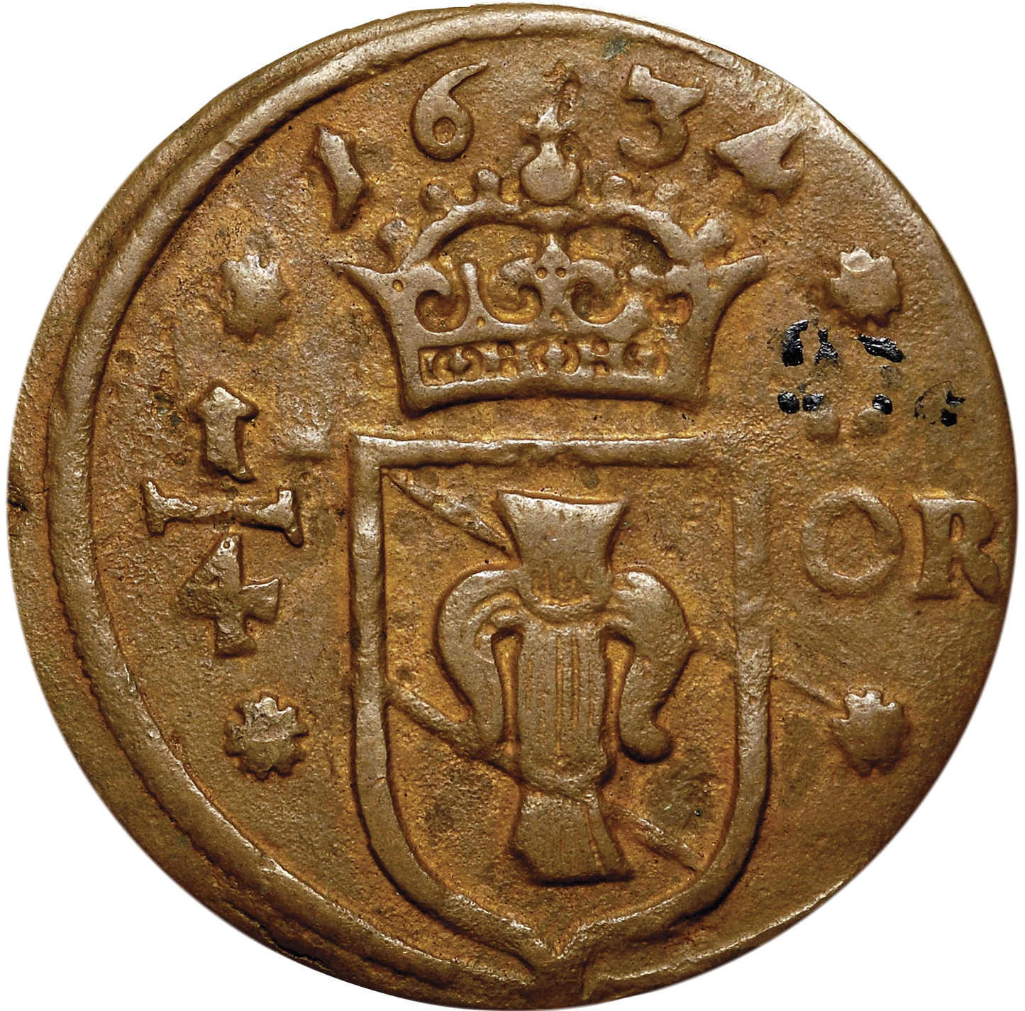 Sweden, 1/4 Ore- Kristina  1635 Coin