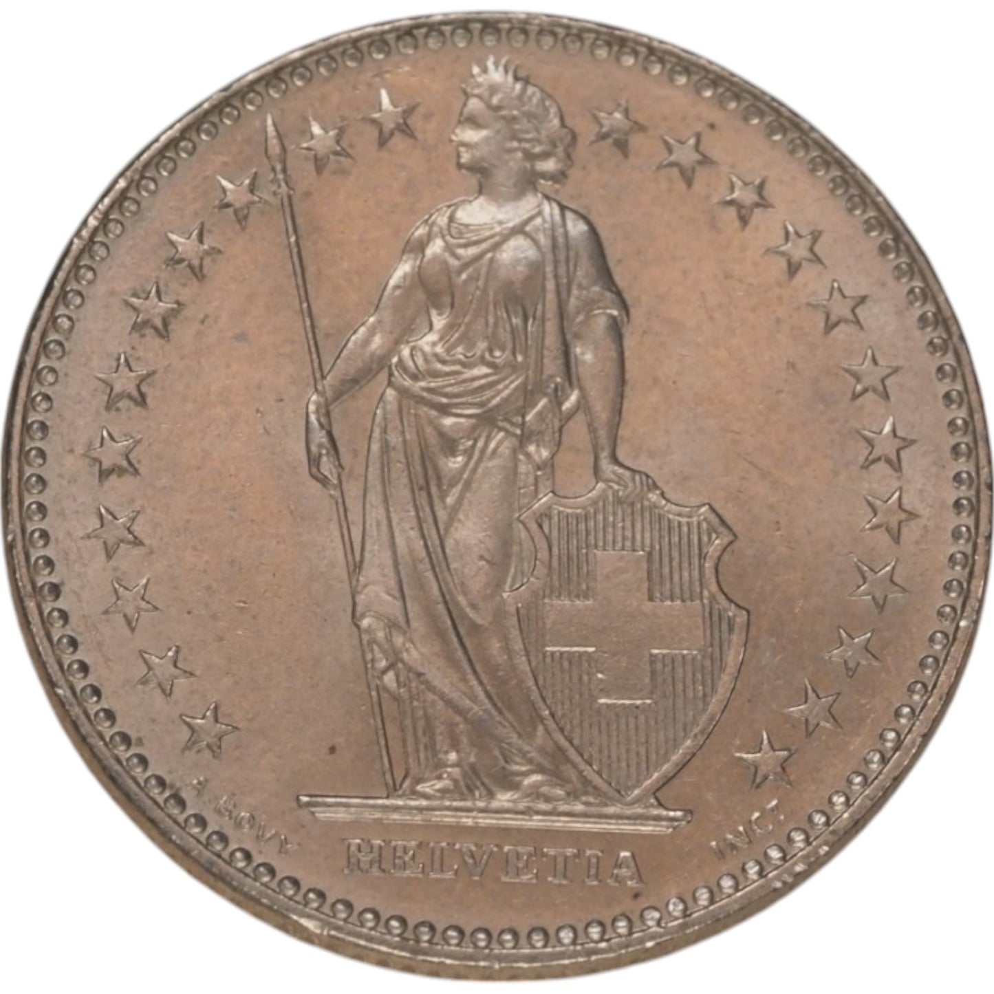 Switzerland 2 Francs Coin 1988 with Helvetia