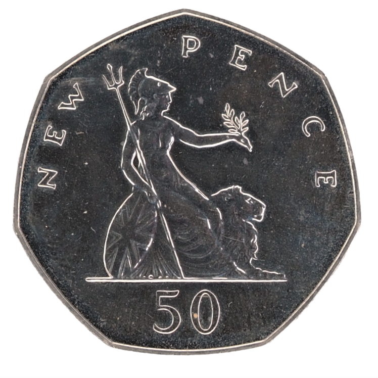 United Kingdom 1976, 50 New Pence- Qell, Proof, Ex- Set Coin KM# 913