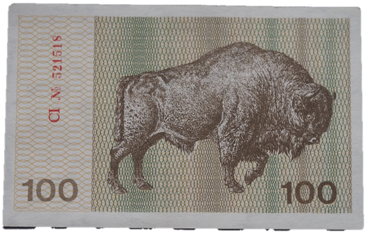 Lithuania 100 Talonas 1991 banknote – bison reverse, UNC