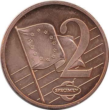 2 Euro Cent Coin - European Union Flag Design (Specimen), United Kingdom.