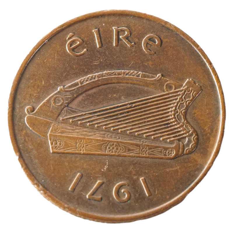 1971 Ireland Eire 2 Pence Coin KM# 21 Bronze

