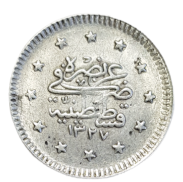 Turkey,  Ottoman Empire Mexmed V (1909-1918), 1 Kurush 1910 [AH 1327/2], Silver Coin