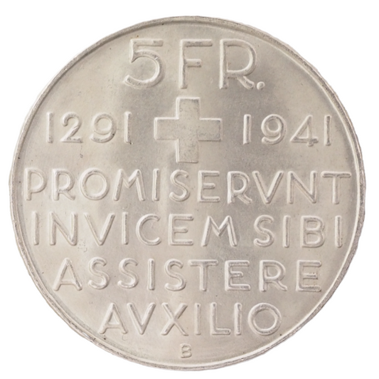 5 Francs Switzerland 1941 Silver Coin