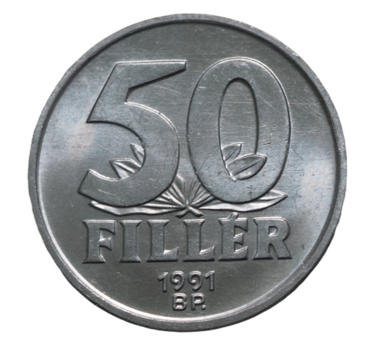 Hungary 50 Filler 1991 Coin KM# 677 Obverse