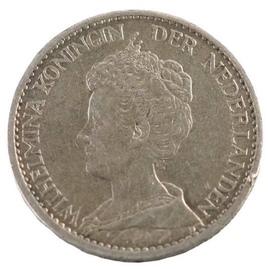 Netherlands 1 Gulden 1911 Wilhelmina Silver Coin
