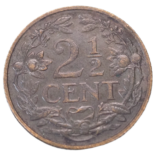 Netherlands 2 1/2 Cents 1918 Vilhelmina I Coin
