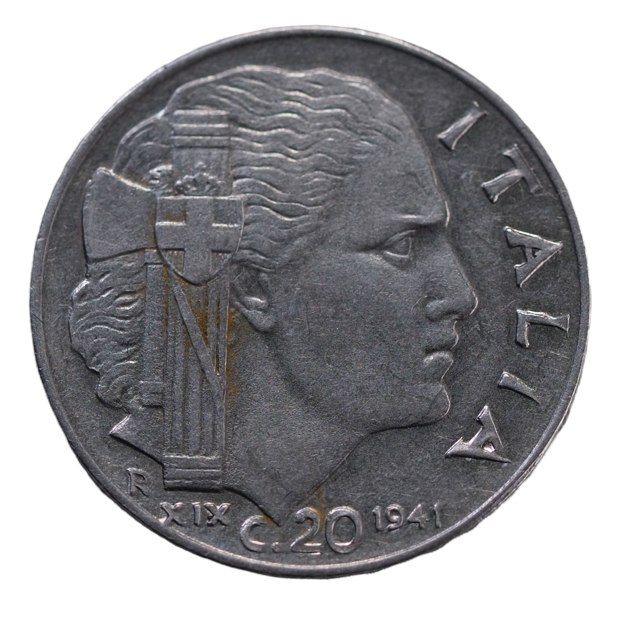 1941 Italy 20 Centesimi Coin Stainless Steel