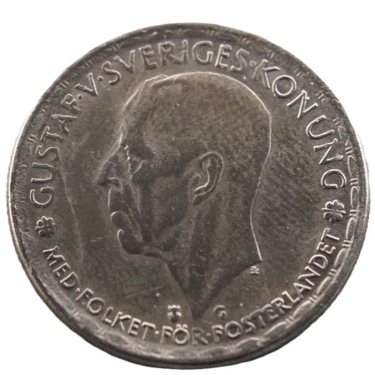 1944 Sweden Silver 1 Krona Coin - Obverse