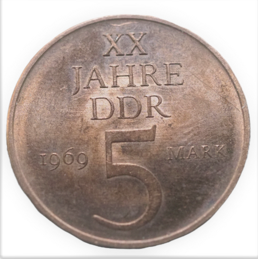 Germany- DDR,  XX JAHRE DDR 5 Mark 1969 Coin