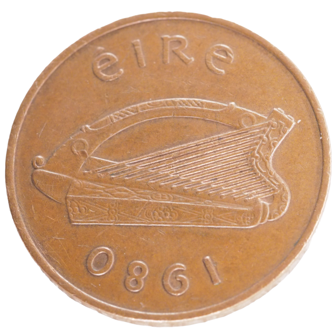 2p Ireland, 1980 Coin- Harp and Celtic Bird- Eire/ Ireland two pingin/ two pence, KM# 21
