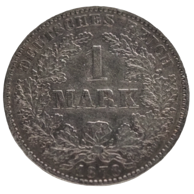 1878 B  German Empire 1 Mark Silver Coin- Germany