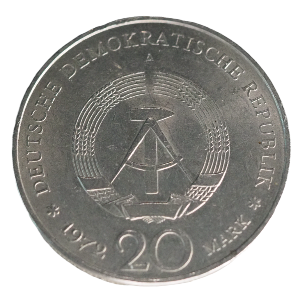 East Germany 20 Mark 1972A, Wilhelm Piesk 1876-1960, Coin  KM# 42