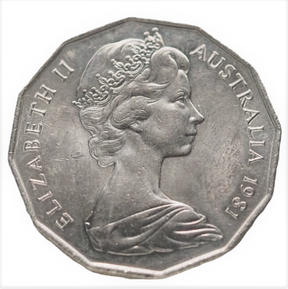 1981 Australia 50 Cent, Coin  Lady Diana Charles Prince of Wales Royal wedding,  N # 5525