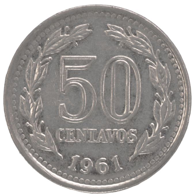 50 Centavos Argentina 1961 Coin KM# 56