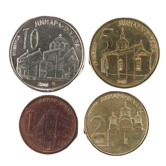 Serbia, Coin Set:  Dinara 10; 5- 2008, Dinara 2; 1- 2010